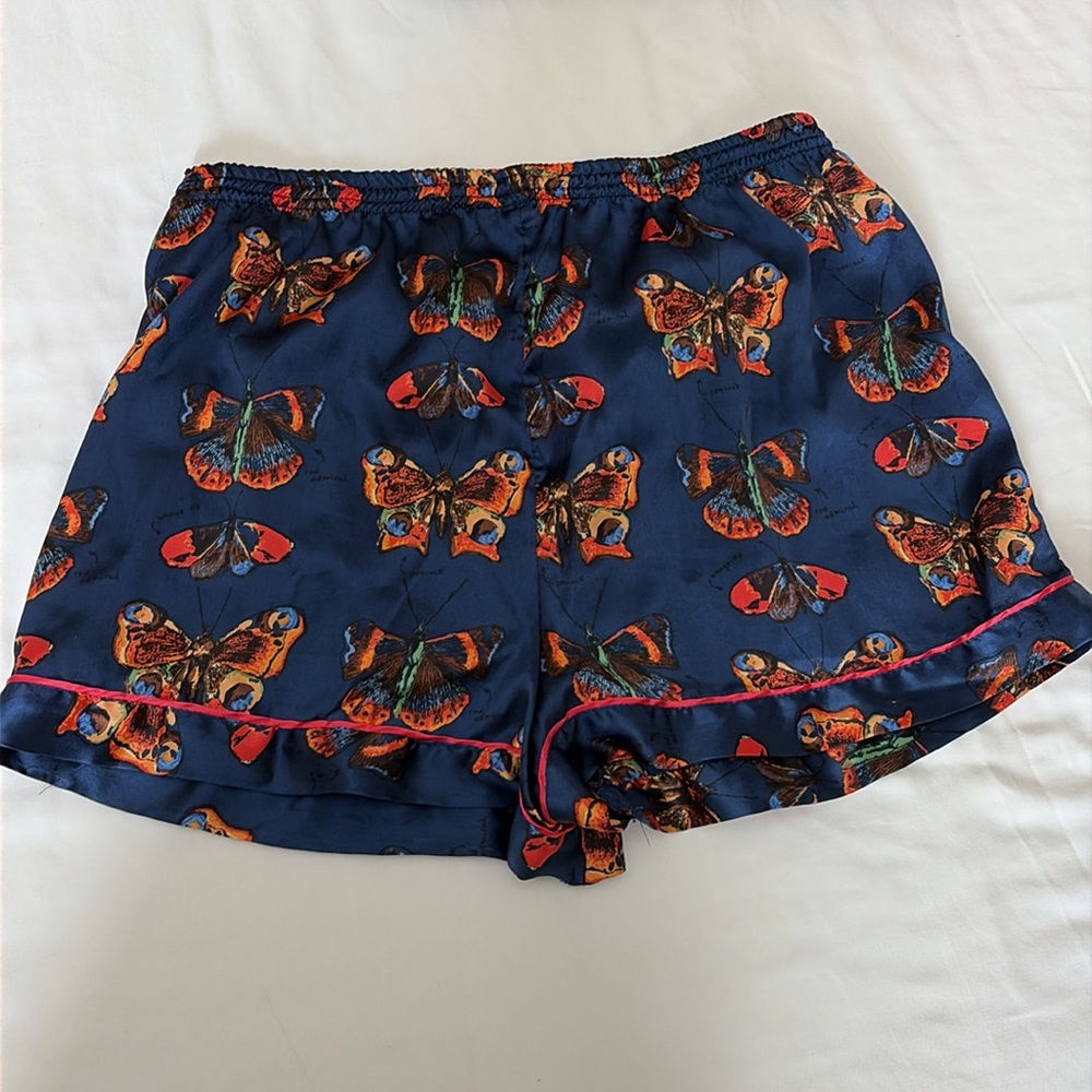 Elegant Navy Butterfly Print Pajama Set - Picture 2 of 5